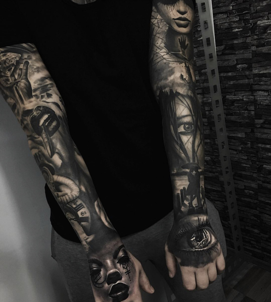 Black and Grey Tattoo von Skull Tattoos
